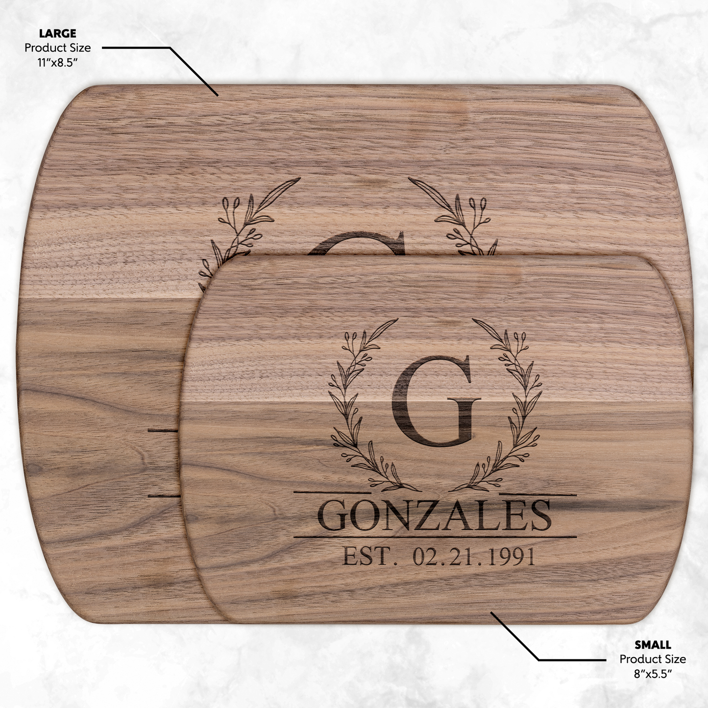 Personalized Hardwood Oval Cutting Board