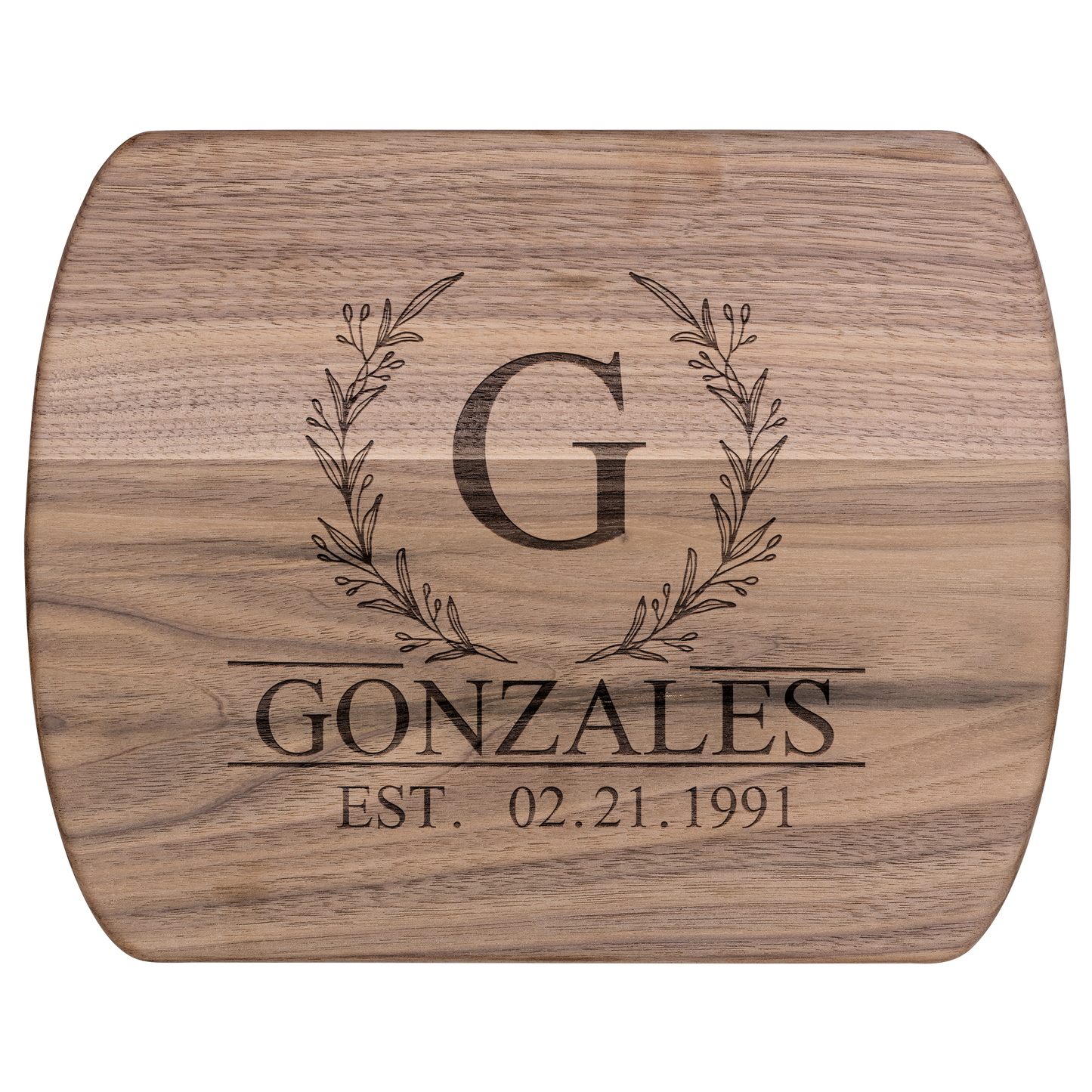 Personalized Hardwood Oval Cutting Board