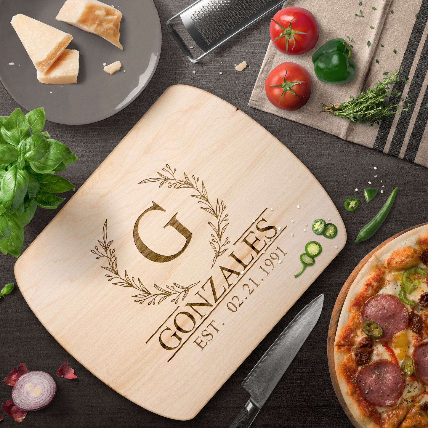 Personalized Hardwood Oval Cutting Board