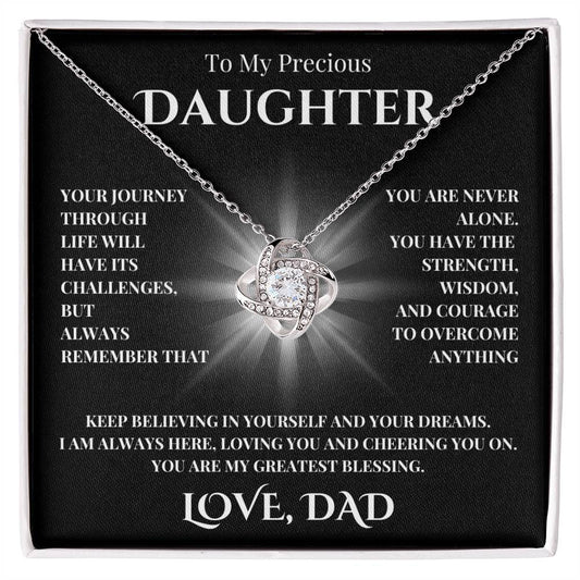 TO MY PRECIOUS DAUGHTER | LOVE DAD | LOVE KNOT NECKLACE