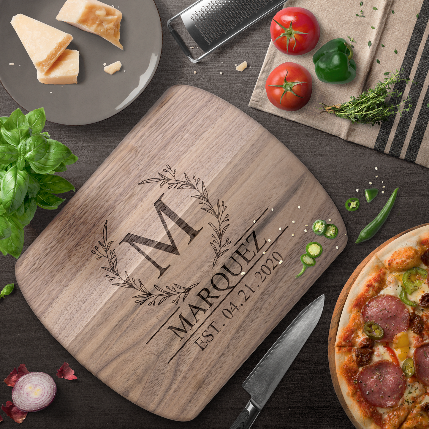 Personalized Hardwood Oval Cutting Board